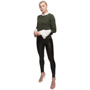 khaki-frill-collar-jumper-sleeve-shirt-details-embellished-diamond-single